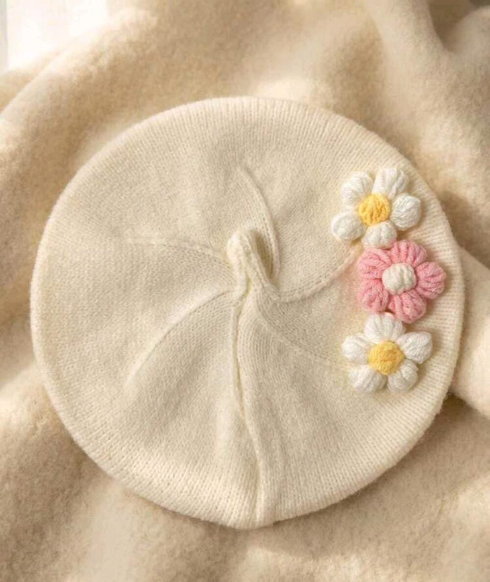 Little Girls Beret Hat Winter Warm Beanie Cap Toddler French Style Knit Hat only one colour - Image 2