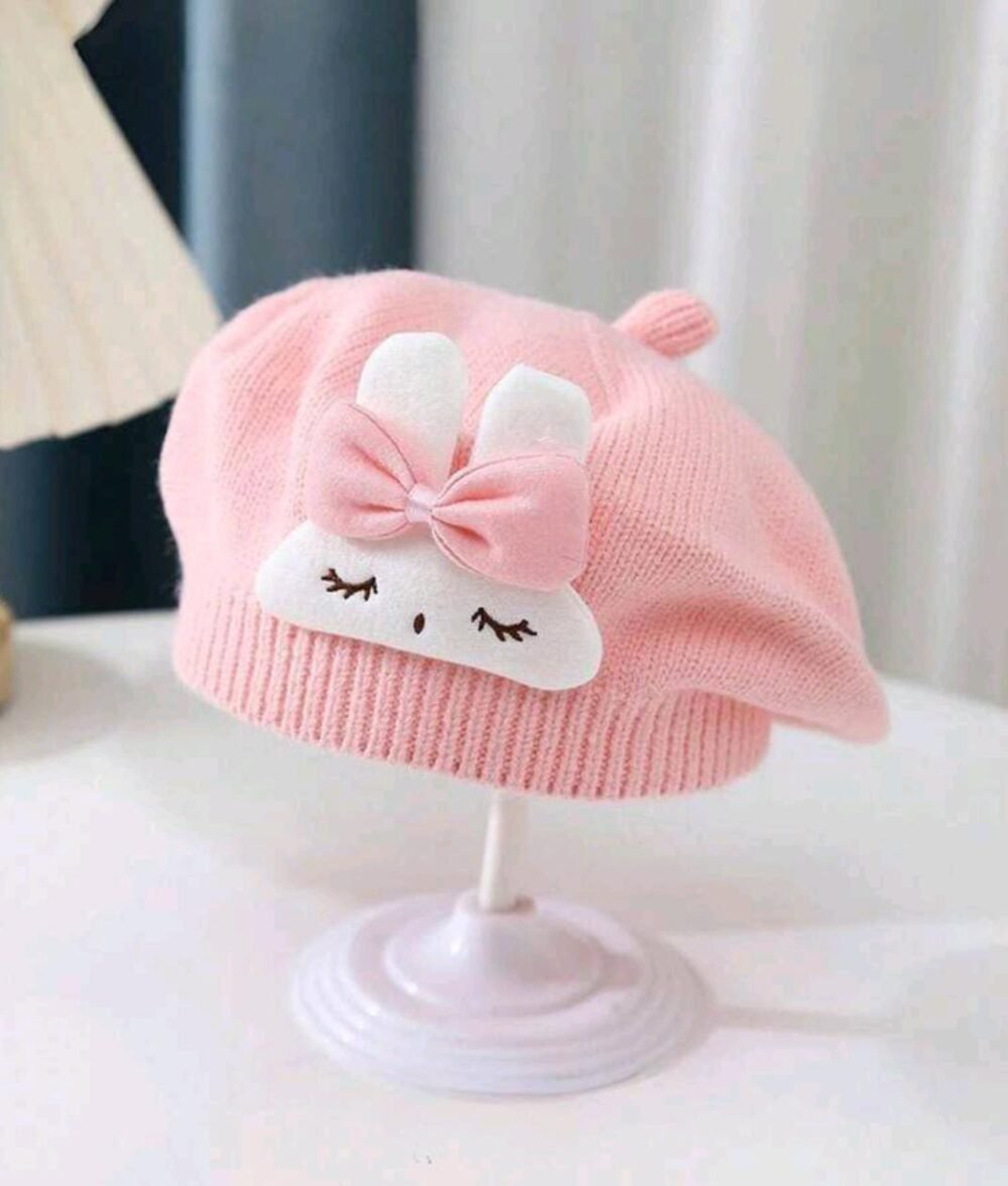Baby hat cute adorable bunny cap
beanie pink colour - Image 1