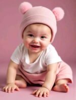 Unisex baby/ kids double pompom beanie cap - Image 4