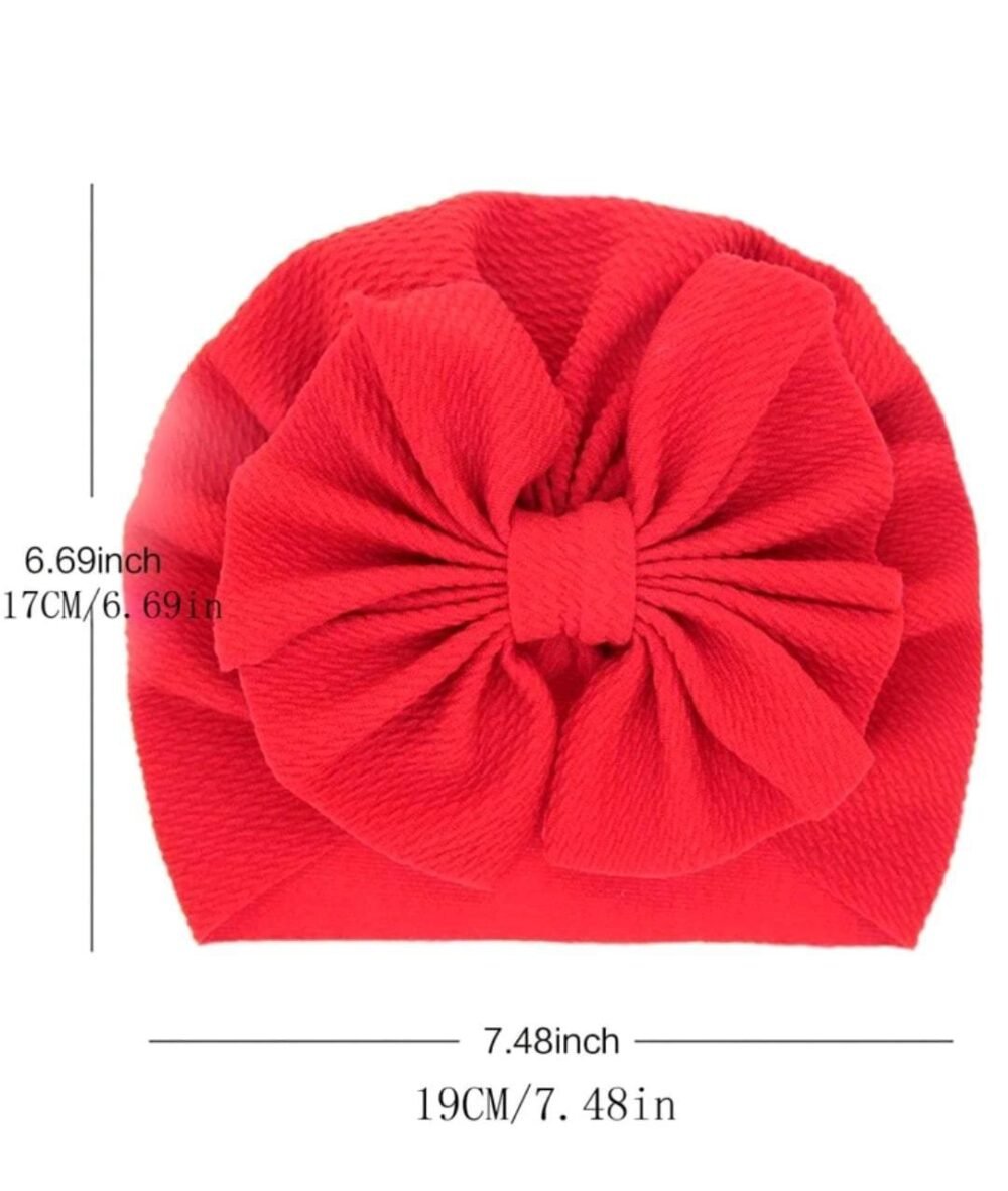 Solid Color Beanie Hats For Babies, Infants Bowknot Turban Head Wrap cap - Image 2