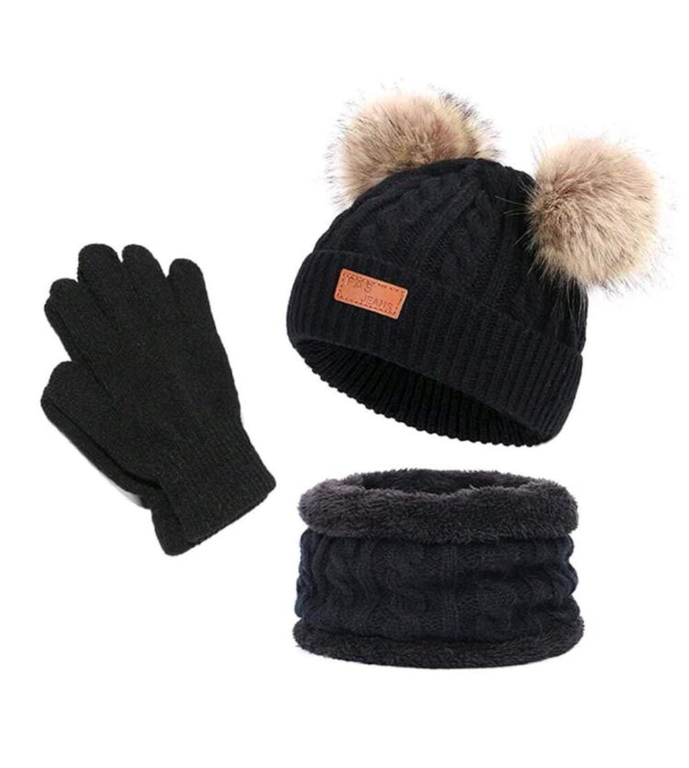 3pcs Kids Knit Set: Cable Knit Beanie Hat, Scarf & Gloves Set For Boys & Girls Aged 2-8 Years, Warm Winter Accessories - Image 1