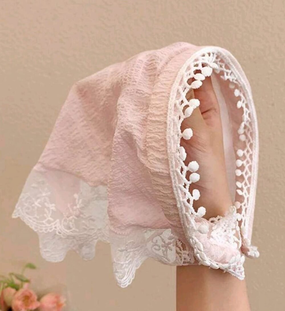 Kids girls Colorful Plaid Headbands, Lace Trim Bandanas, Versatile Hair Accessories headwraps - Image 2