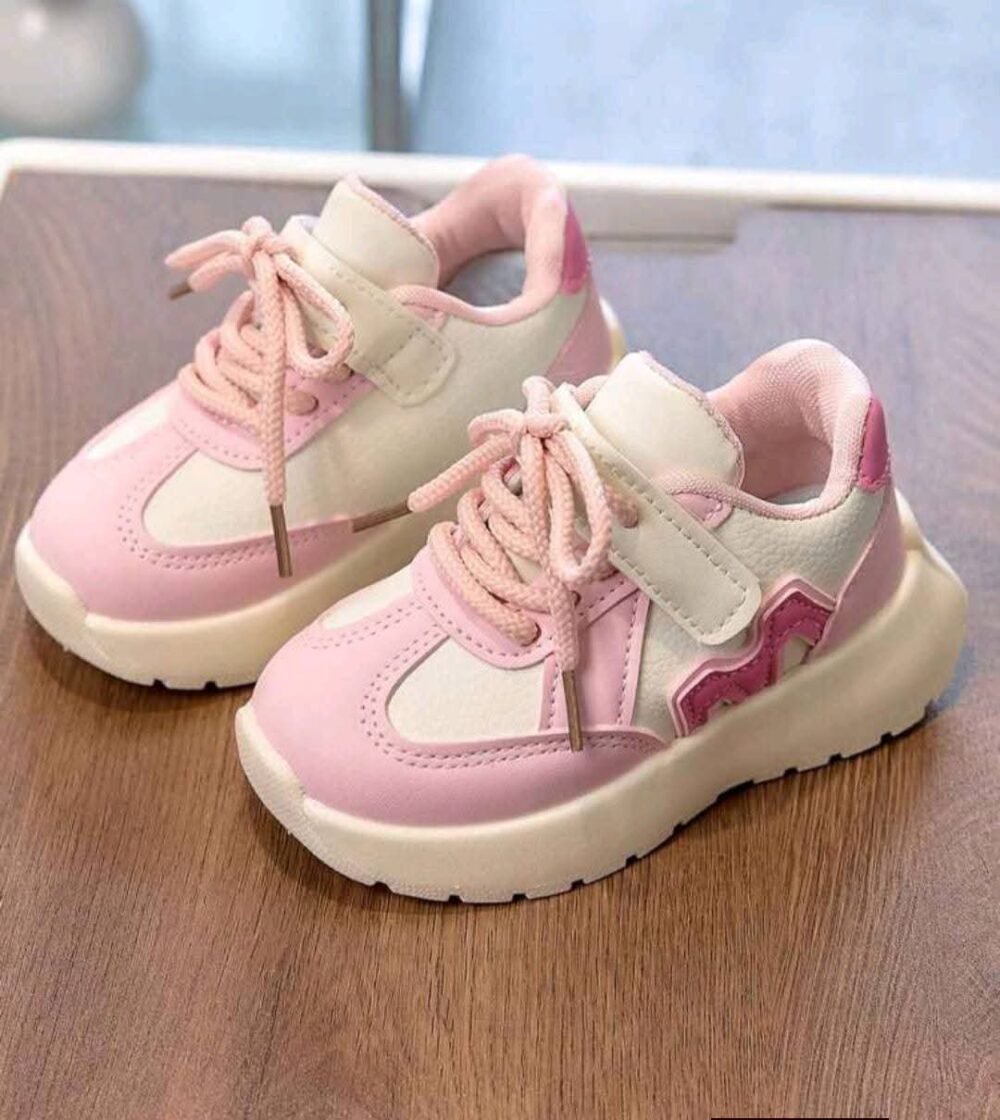 1 Pair Pink Girls' School Sports Shoes, Casual Shoes,  Fashion Closure Lightweight Outdoor Shoes
size 26 - Image 1