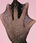 1pc Girls' Fashionable Rhinestone Fishnet Tights, Girls' Hollow Out Rhinestone Leggings, Suitable For Matching With JK Skirts, School Uniforms, Girls' Summer Leggings - Image 4