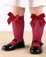 4 Pairs Baby Girls' Cute Bow Fishnet Socks, Elastic Breathable Mesh Mid-Calf Socks, Suitable For Summer - Image 2