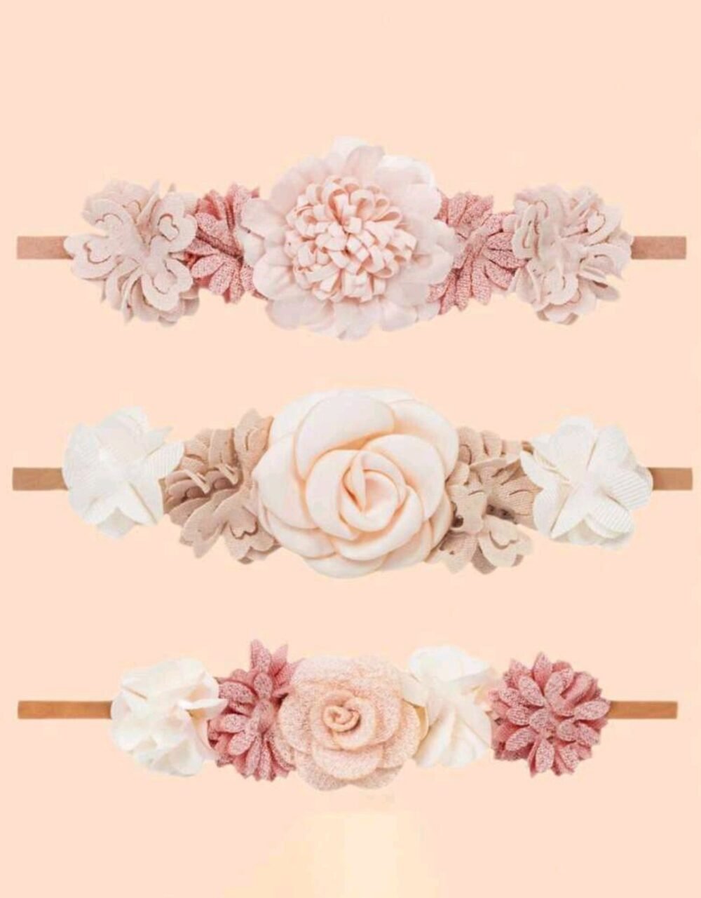 3pcs Baby Girls' Flower Hairbands For Wedding, Party, Festival Decoration Without Hurting Skin, High Elasticity Hair Accessories - Image 1