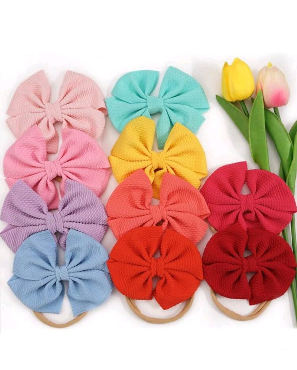 10pcs/Set Soft Baby Girl Headbands, Girls Bow Headwraps, Bow Hair Accessories Set - Image 1