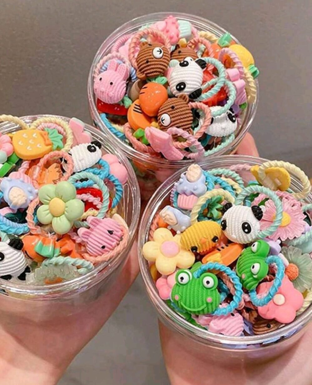 2026/07/1000076315.jpg 40pcs Random Cartoon Cute Scrunchies, Sweet Style Hair Ties For Daily Use - Image 1