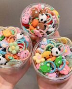 40pcs Random Cartoon Cute Scrunchies, Sweet Style Hair Ties For Daily Use