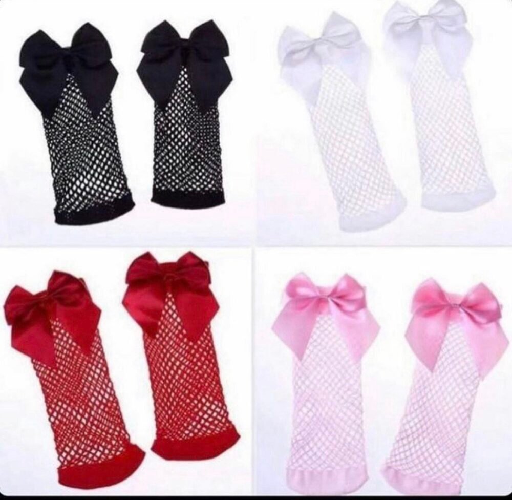 Baby Girls' Cute Bow Fishnet Socks, Elastic Breathable Mesh Mid-Calf Socks, Suitable For Summer - Image 2