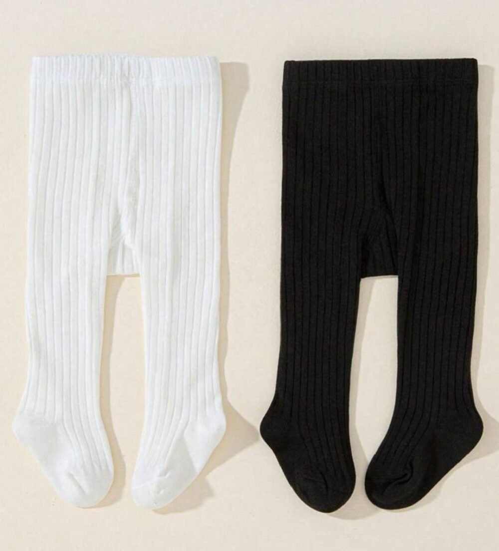 Children's Black White Vertical Striped Pants, Leggings Leggings, Baby Leggings - Image 1