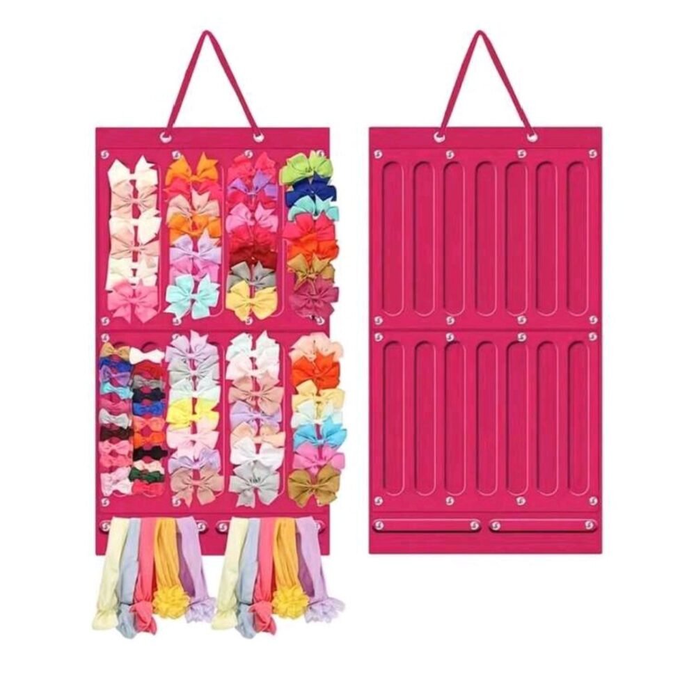 Hair Accessory Storage Rack, Felt Fabric Jewelry Organizer Bag, Headband & Hair Clip Hanging Rack
light pink &darkpink random colour - Image 1