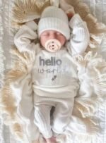 Newborn Baby Photography Outfit, Baby Boy /Girl  unisex Top Pants Hat 3pcs Set