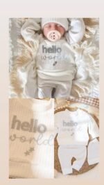 Newborn Baby Photography Outfit, Baby Boy /Girl  unisex Top Pants Hat 3pcs Set - Image 3