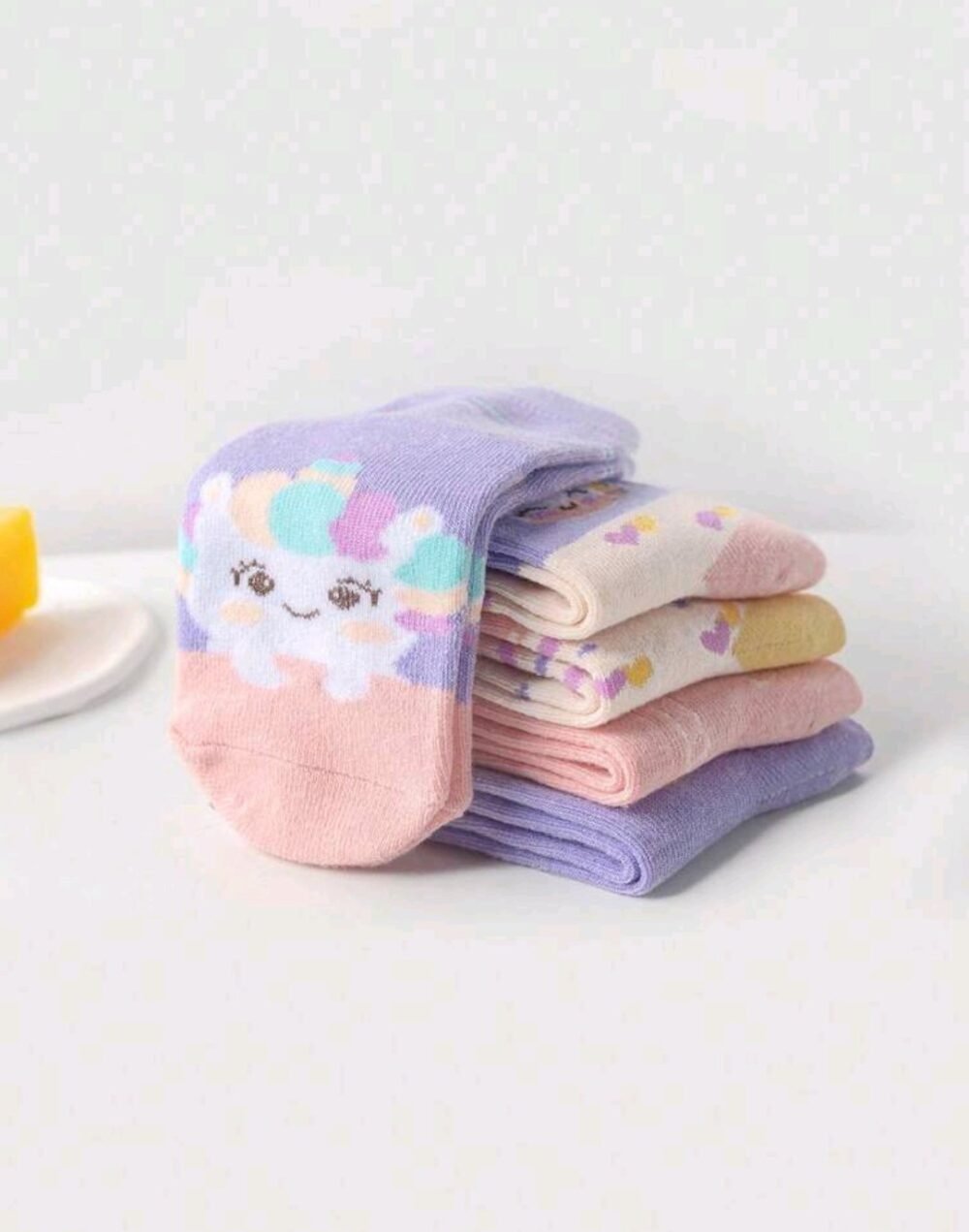 5 Pairs Kids Cartoon Cute Unicorn Pattern Girls Toddler Socks With Bow Decor, Versatile For Daily Casual Life 2-5 years - Image 2