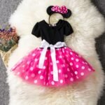 Minnie Mouse Costume Girls Dress up Princess Toddler Cute Polka Dots Fancy Minnie Mouse Dresses up Bowknot Tutu Tulle Cosplay Birthday Party Baby Girl Costume pink colour no headband