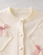 2 pc Baby Girl Bow Decor imported Knitted Cardigan And Knitted Skirt Set Fall Winter - Image 3