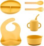Silicone Baby Feeding Set Baby Led Weaning Utensils Set Includes Suction Bowl and Plate, Baby Spoon and Fork, Sippy Cup with Straw, Baby Feeding Supplies
random colours - Image 2