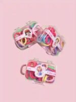 24-25 Pcs Mini Elastic Hair ties Multi-Color Hair Ties in suitcase bag - Image 2