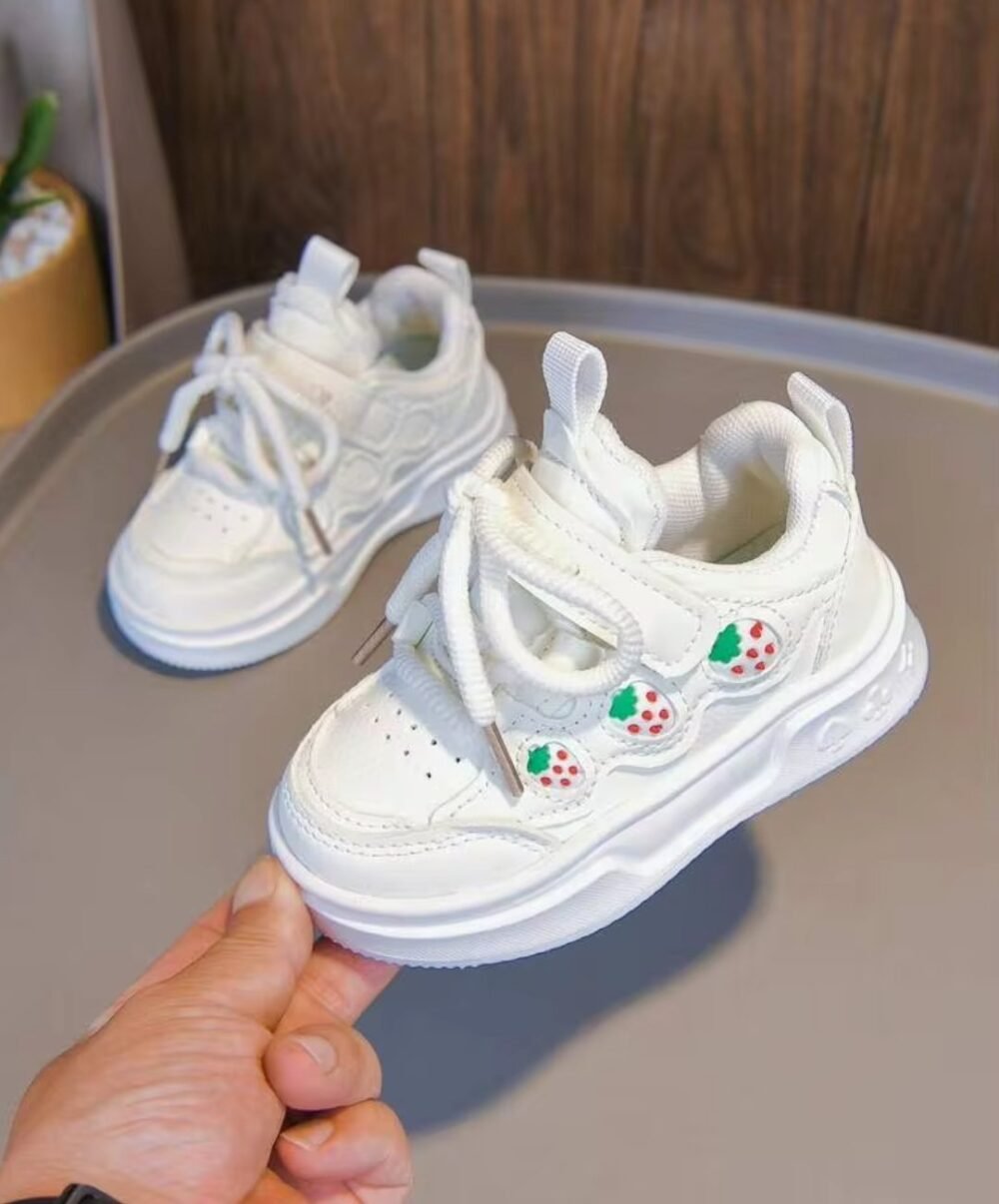Kids white cute unisex shoes for daily wear - Image 1