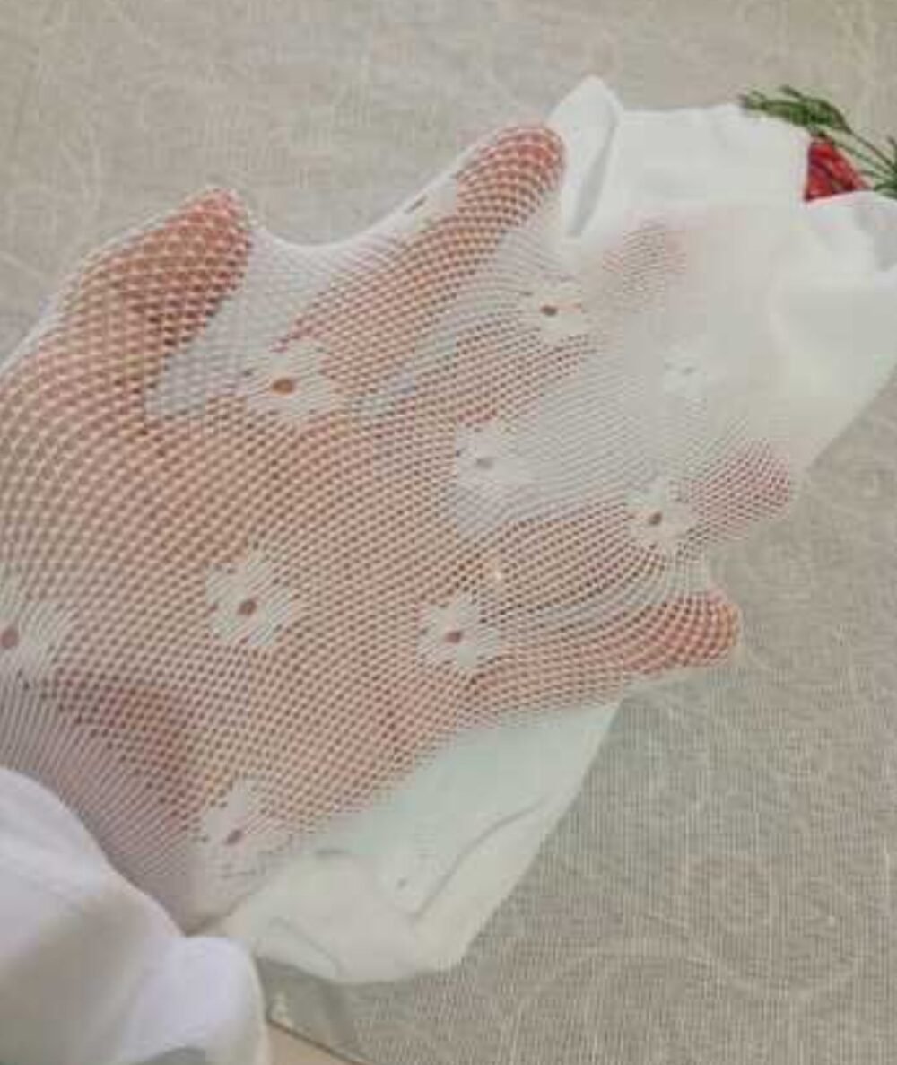 Baby Girls' Floral Jacquard Mesh Tights/stocking, featuring a delicate hollow-out knit pattern with flower motive best - Image 2