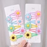 1pair Trendy sunflower kids hairpins cute tiktak pins