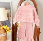 1set premium 2-Piece Korean Winter cord Set for Baby Girls