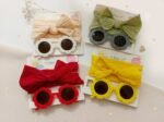 1 set little girl's  adorable accessory set, featuring a soft cable-knit bow headband and matching  cute glasses