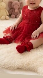 1pair adorable ruffle lace socks with bow accents for baby girl 0-12 month - Image 2
