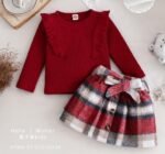 Elegant 2 peice plaid  checked baby skirt set premium quality