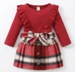 Elegant 2 peice plaid  checked baby skirt set premium quality - Image 2