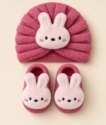 Animal Face Baby Turban & Booties Set 0-2 years - Image 3