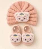 Animal Face Baby Turban & Booties Set 0-2 years - Image 5