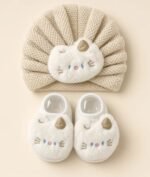 Animal Face Baby Turban & Booties Set 0-2 years - Image 6