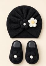 Flower Knit Baby Turban & Booties Set size 0-2years - Image 3