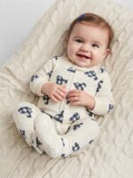 Baby gap playful plaid bear print and convenient zipper closure. Complete with anti-slip grips on the feet - Image 2