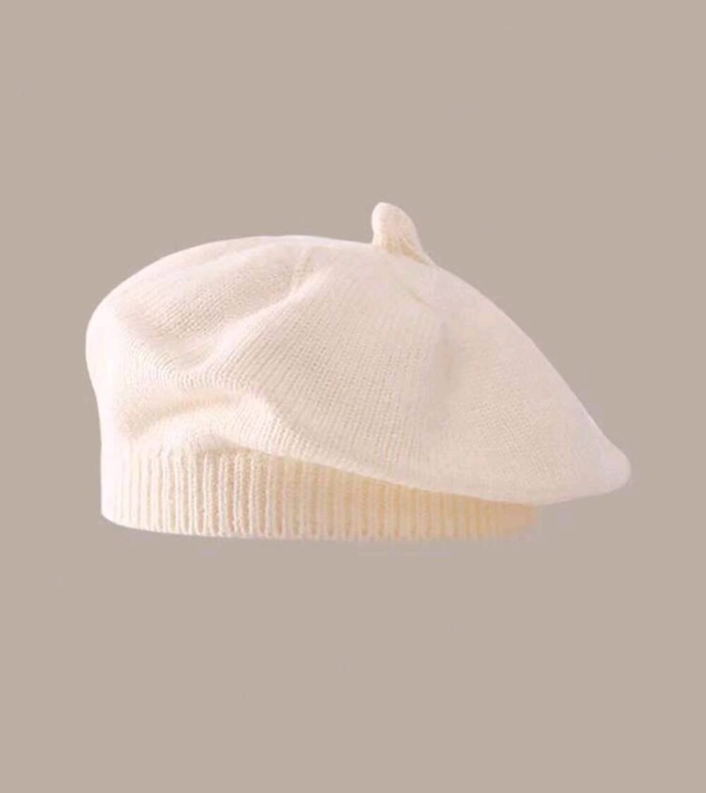 1pc Knitted Beret Hat, beige Color Unisex Baby Toddler Autumn Winter - Image 2